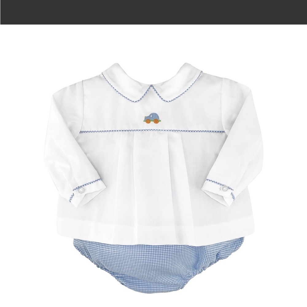 Petit Ami White and Blue Kids Matching Set